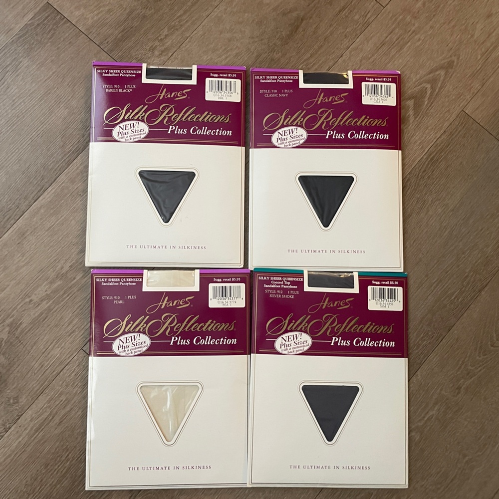 Vintage Hanes Silk Reflections 1 Plus Pantyhose 4 Pairs
